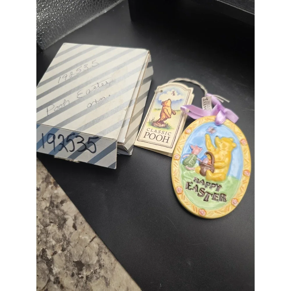 Disney Classic Pooh Piglet Eeyore Tigger Porcelain Happy Easter Egg Ornament